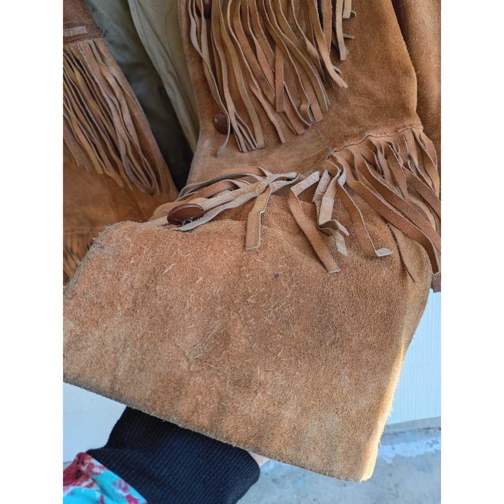 Pioneer Wear Western, Cowgirl Fringed Leather Suede Coat 16 Button Up Women - Picture 5 of 10